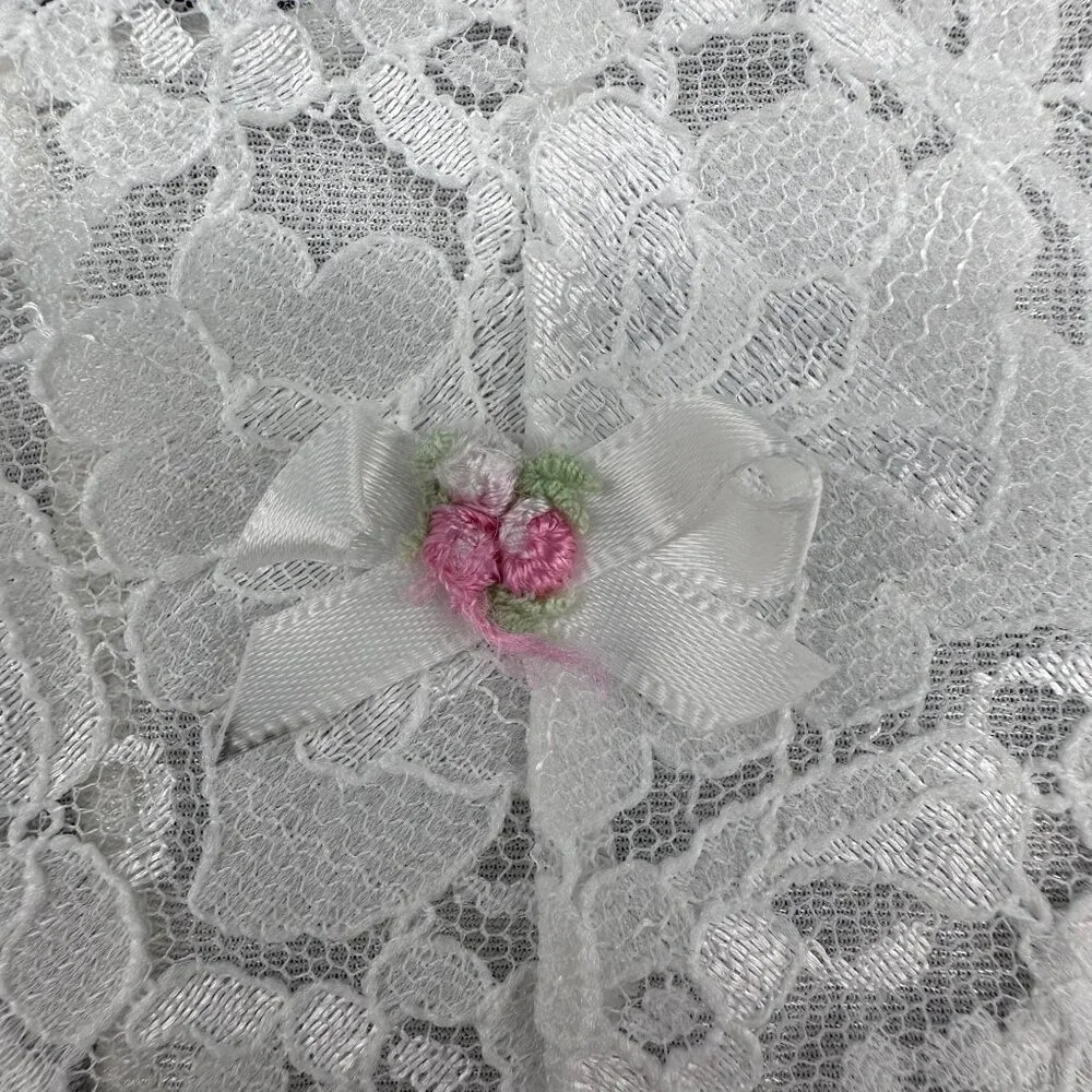 Vintage White Lace Trim Camisole Tank Top USA 1980s Romantic Undershirt Retro - Picture 5 of 6